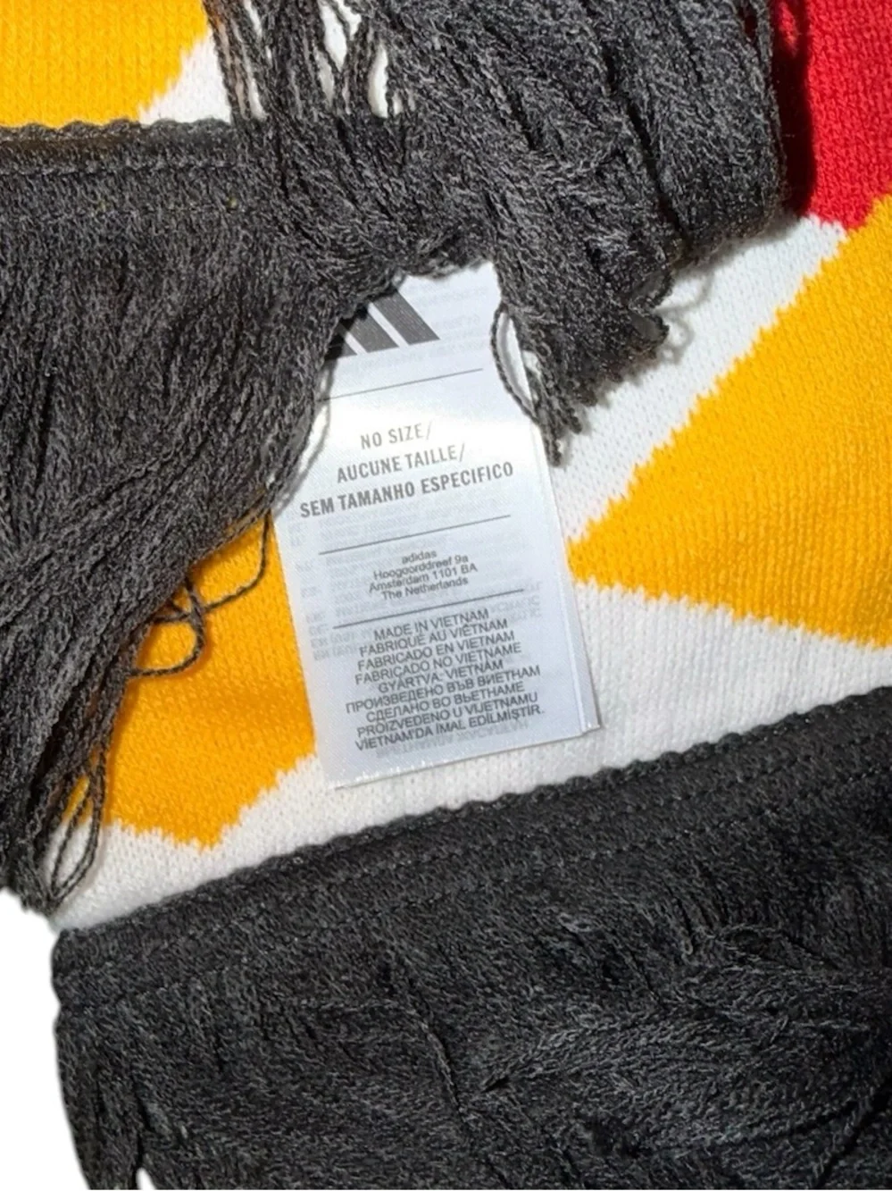 Adidas Germany DFB Scarf with Federation Crest - Black, Red, Yellow, White.